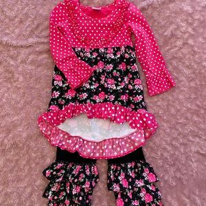 Toddler girls boutique floral ruffle set
